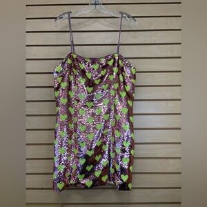 Nasty Gal Sequin Heart Dress - Purple and Green
